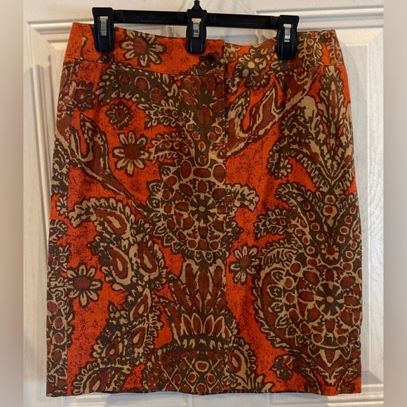 Talbots Paisley Linen Skirt Sz10 - Picture 1 of 7